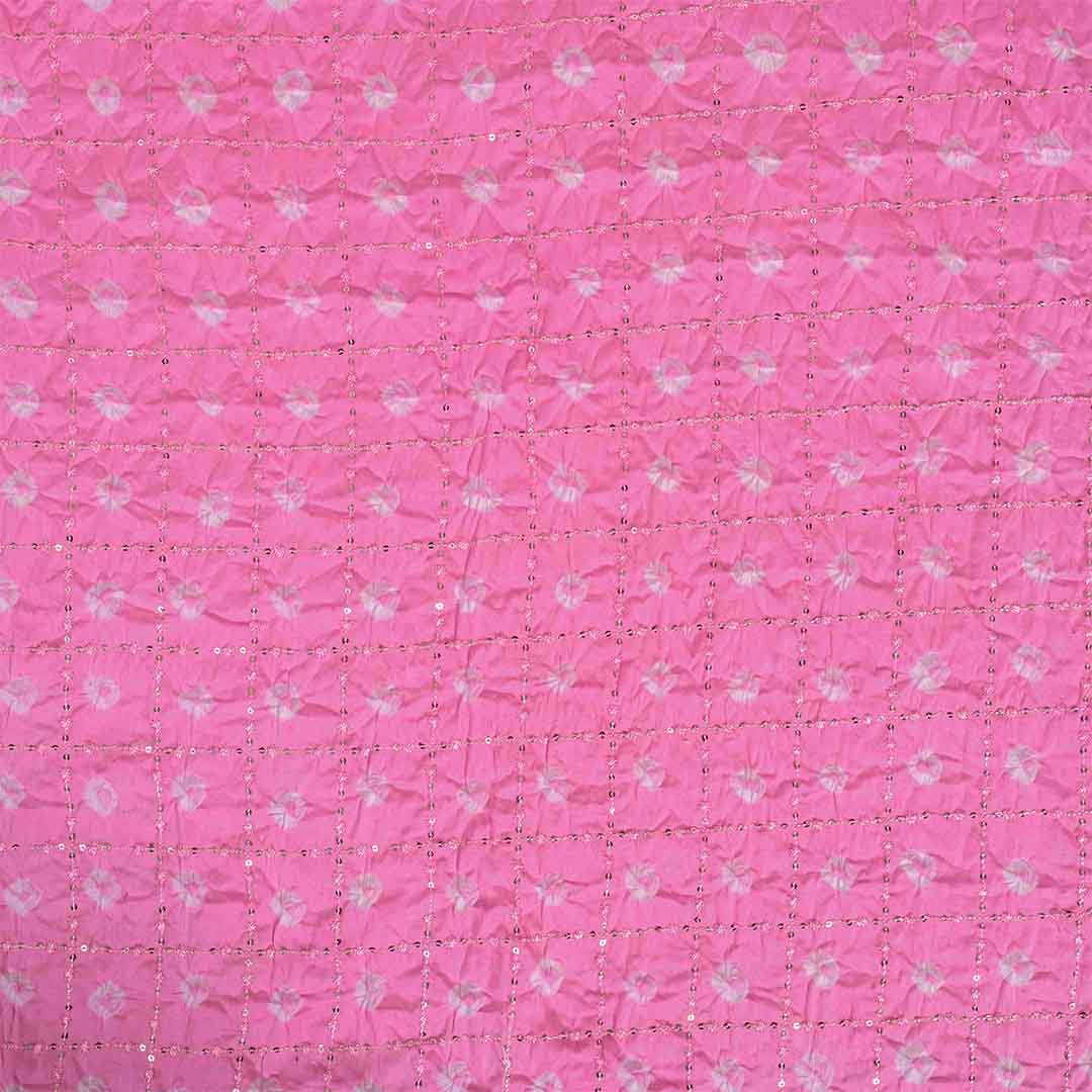 Rose Pink Bandhej Unstitched Cotton Suit Set With Chiffon Dupatta ...